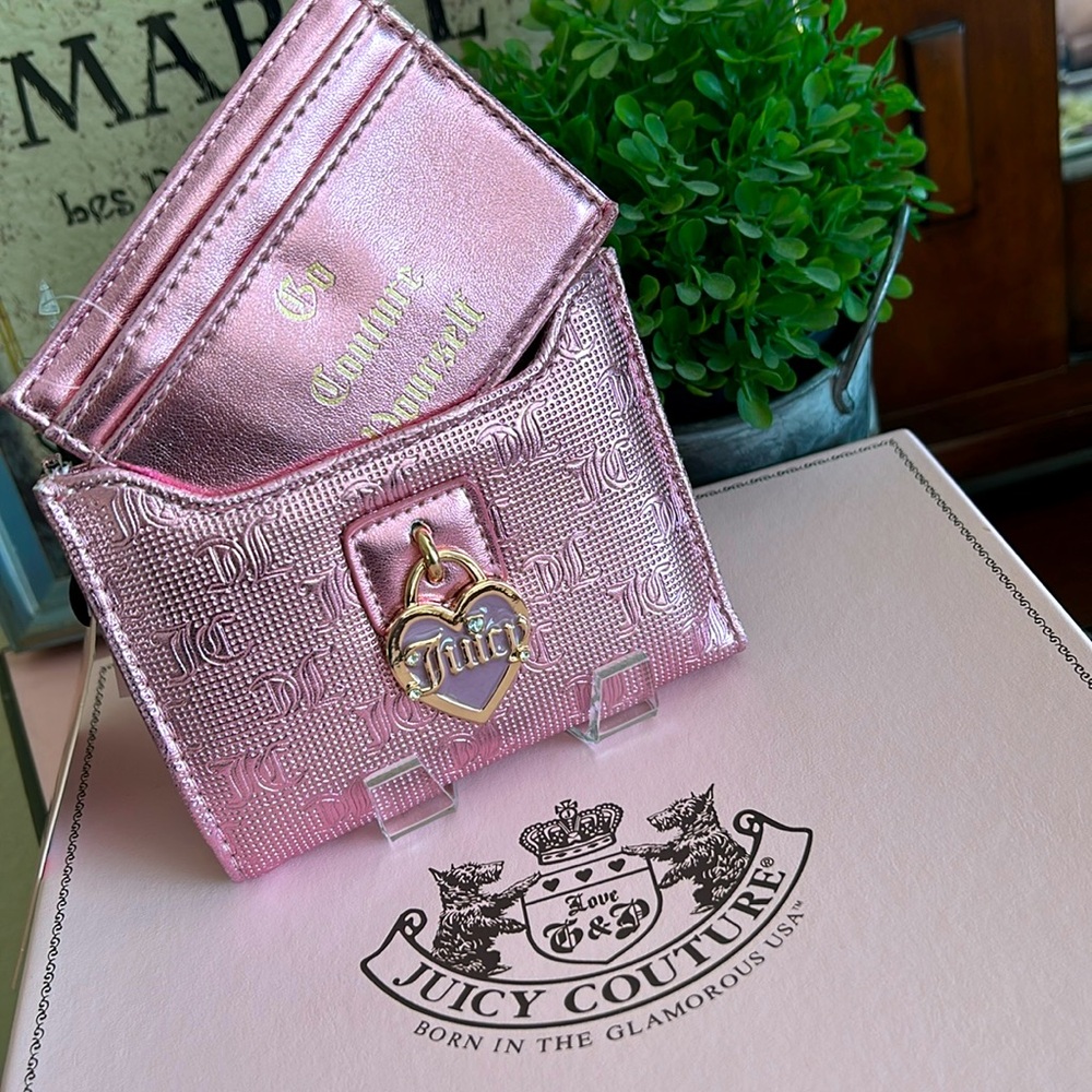 New Juicy Couture metallic blush wallet with pull out card case - Picture 2 of 16